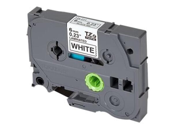 Brother Tape 6mm TZe-211 Svart/Hvit 