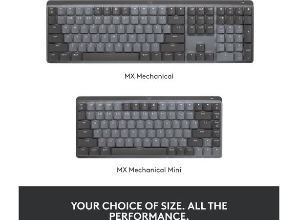 Logitech MX Mechanical Wireless Tactile Bluetooth, USB, trådløs, tactile knapper 