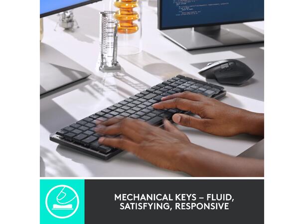 Logitech MX Mechanical Wireless Tactile Bluetooth, USB, trådløs, tactile knapper 