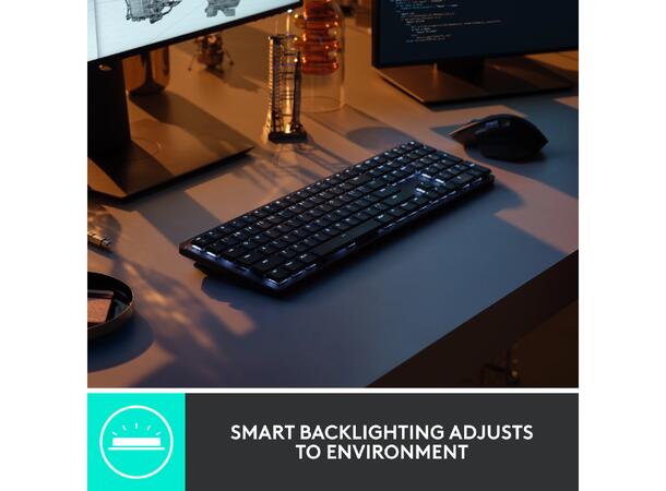 Logitech MX Mechanical Wireless Tactile Bluetooth, USB, trådløs, tactile knapper 