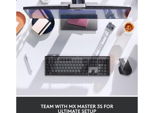 Logitech MX Mechanical Wireless Tactile Bluetooth, USB, trådløs, tactile knapper 