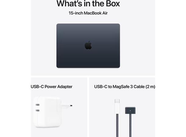 MacBook Air 15" (2025) 256GB Sort Apple 10-core M4 CPU, 16GB, 256G 