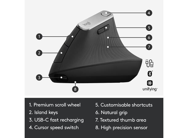 Logitech MX Vertical Trådløs Bluetooth 