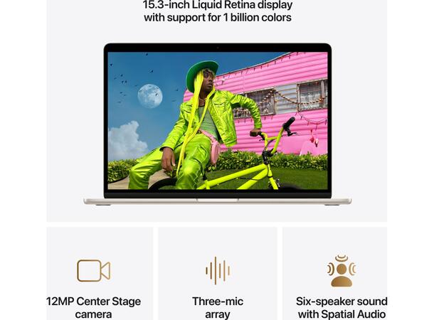 MacBook Air 15" M5 (2026) 512GB Hvit Apple 10-kjerners M5 CPU, 16GB, 1TB SSD, 