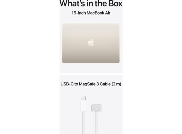 MacBook Air 15" M5 (2026) 512GB Hvit Apple 10-kjerners M5 CPU, 16GB, 1TB SSD, 