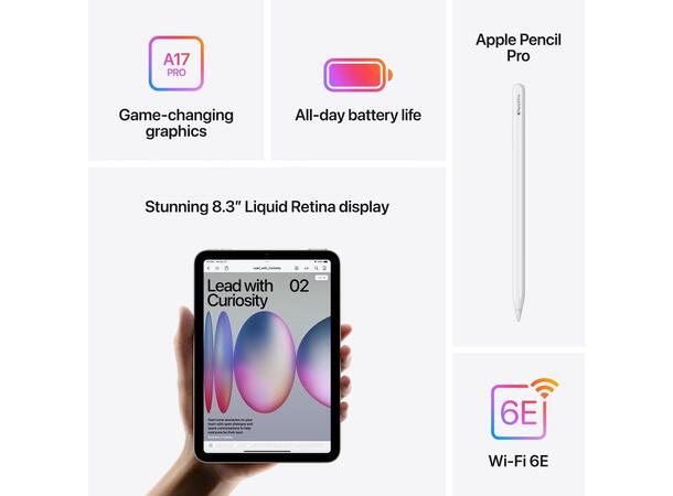 iPad mini (2024) 128GB WiFi Grå A17 Pro-chip, 8,3" Liquid Retina-skjerm 