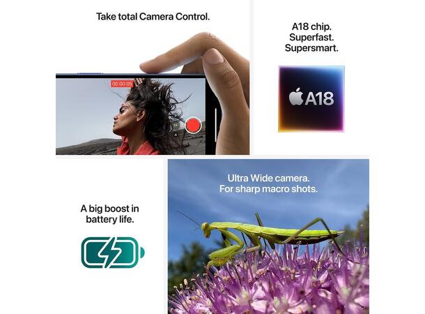 iPhone 16 Plus 128GB Sort OBS! Leveres uten vegglader 