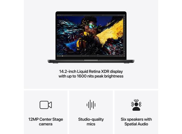 Macbook Pro 14 M4 Pro (2024) 512GB Sort Apple 12-core M4 Pro CPU, 24GB RAM, 512G 