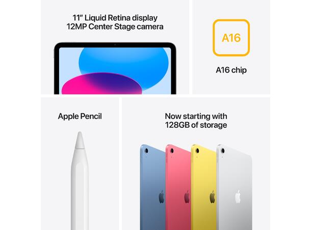 iPad 11" (2025) 128GB WiFi Gul 11. gen, 11" Liquid Retina-skjerm (2360x 
