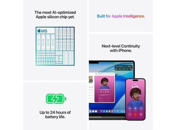 Macbook Pro 14 M5 (2025) 1TB Sølv Apple 10-core M5 CPU, 24GB RAM, 1TB SSD, 