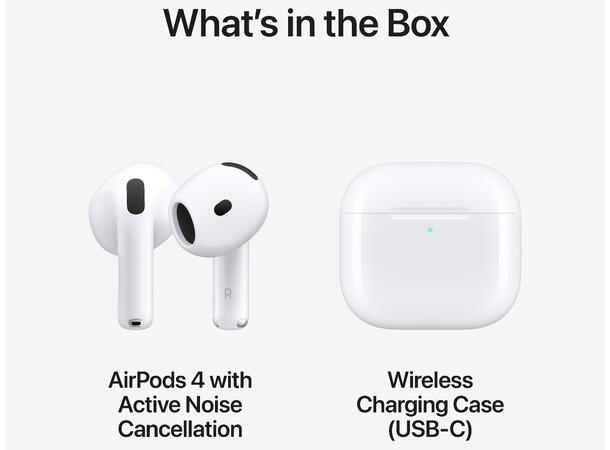 Apple AirPods 4 ANC Aktiv støyreduksjon 