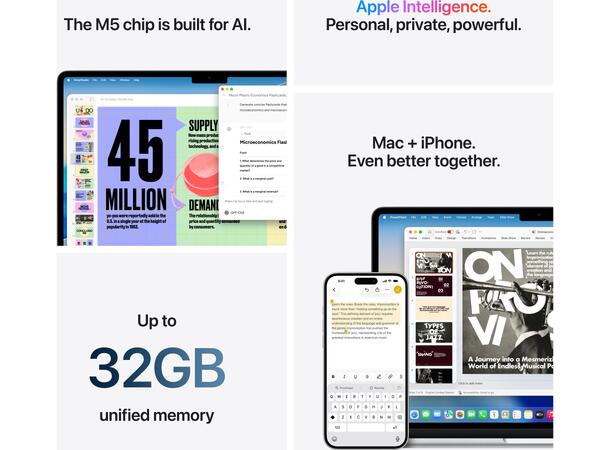 MacBook Air 13" M5 (2026) 512GB Sort Apple 10-kjerners M5 CPU, 16GB, 1TB SSD, 