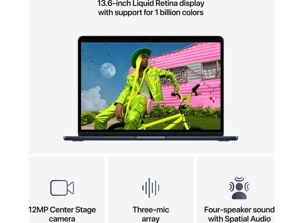 MacBook Air 13" M5 (2026) 1TB Sort Apple 10-kjerners M5 CPU, 16GB, 1TB SSD, 