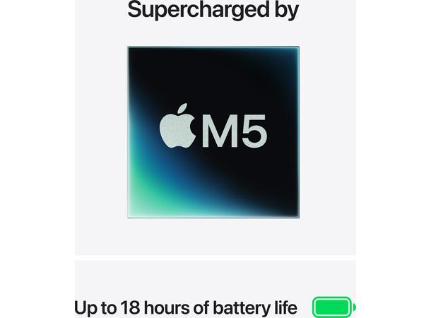 MacBook Air 15" M5 (2026) 1TB Sort Apple 10-kjerners M5 CPU, 24GB, 1TB SSD 
