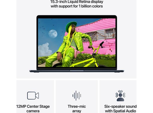 MacBook Air 15" M5 (2026) 512GB Sort Apple 10-kjerners M5 CPU, 16GB, 1TB SSD, 