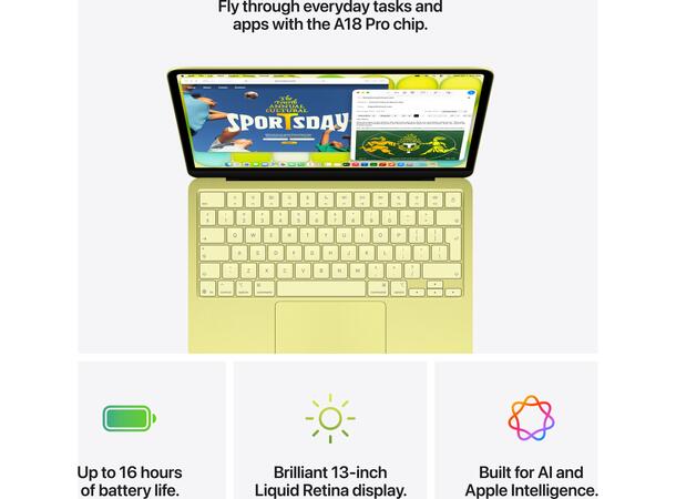 MacBook Neo 13" A18 Pro (2026) 256GB A18 Pro Chip 6-kjerners CPU, 8GB, 512GB 