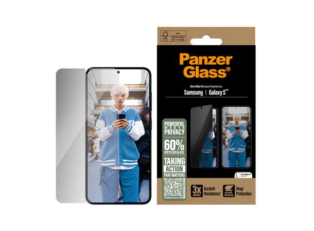 PanzerGlass S25 Privacy Skjermbes Ultra-Wide Fit, 3x bedre motstand mot ri 