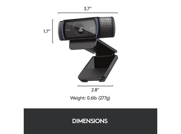 Logitech HD Pro C920 Webkamera Skype, Teams, Carl Zeiss 