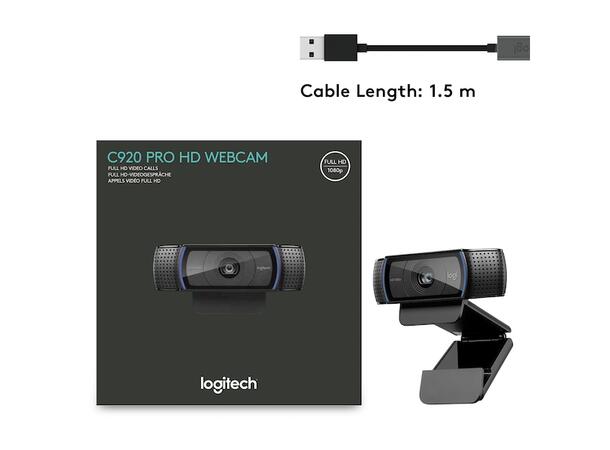 Logitech HD Pro C920 Webkamera Skype, Teams, Carl Zeiss 