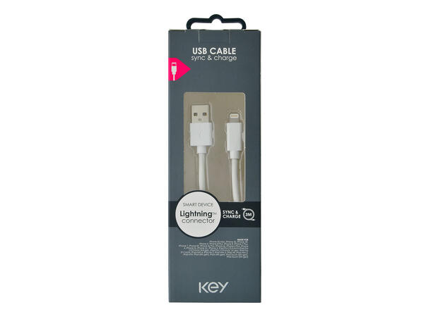 KEY USB-A til Lightning Kabel 3m 