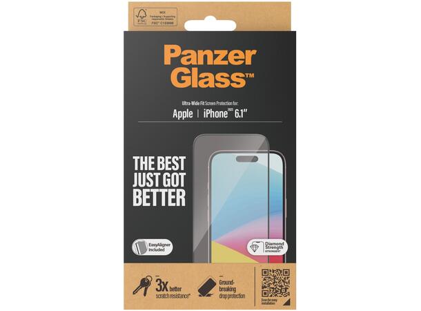 PanzerGlass IP 15/16 Passer til iPhone 15/16 