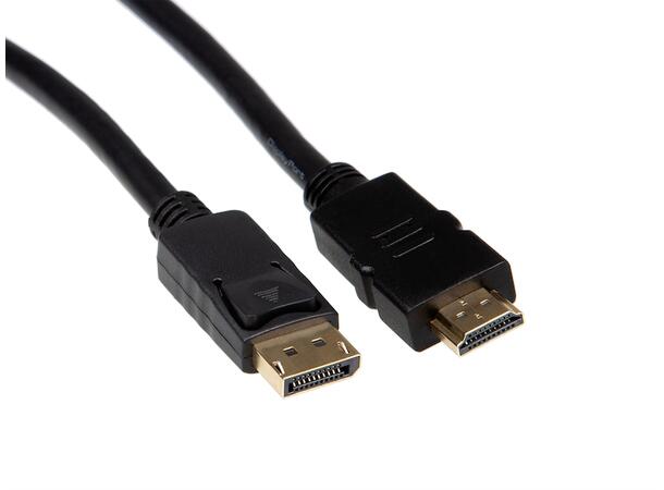 Displayport til HDMI kabel 1m DP v1.3, HDMI v2.0, PVC 