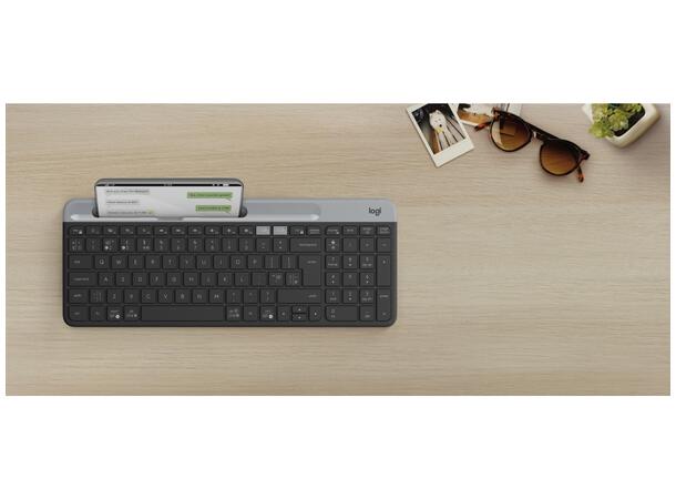Logitech K580 Slim Multi-Enhet Tastatur Unifying, bluetooth, kompakt og lydløst 