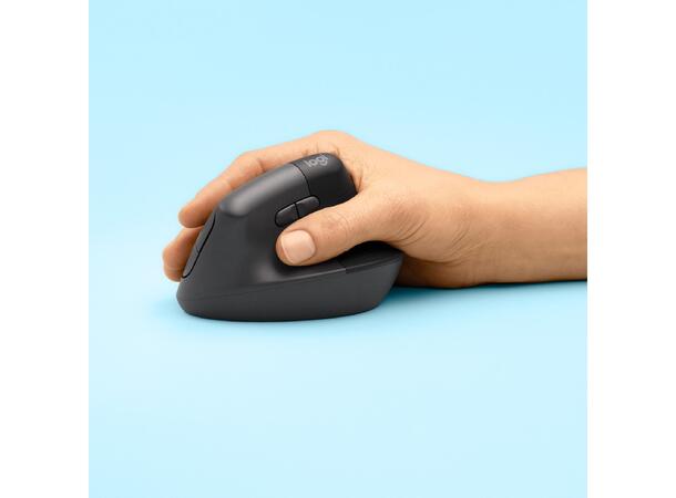 Logitech Lift Vertikal mus Grå Ergonomisk, Bluetooth/Logi Bolt USB 
