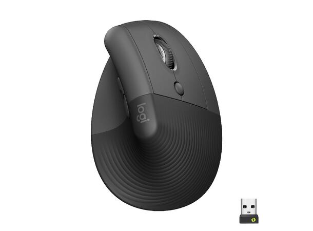 Logitech Lift Vertikal mus Grå Ergonomisk, Bluetooth/Logi Bolt USB 