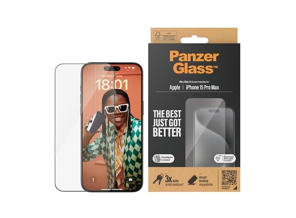 PanzerGlass 15 Pro Max Skjermbeskytter Passer til iPhone 15 Pro Max 
