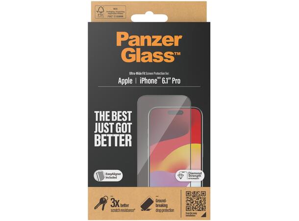 PanzerGlass IP15 Pro Herdet glass, Ultra wide fit 